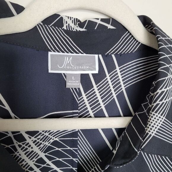 JM Collection Blouse Lagenlook Assymetrical Abstract Workwear Professional Large - Picture 4 of 14